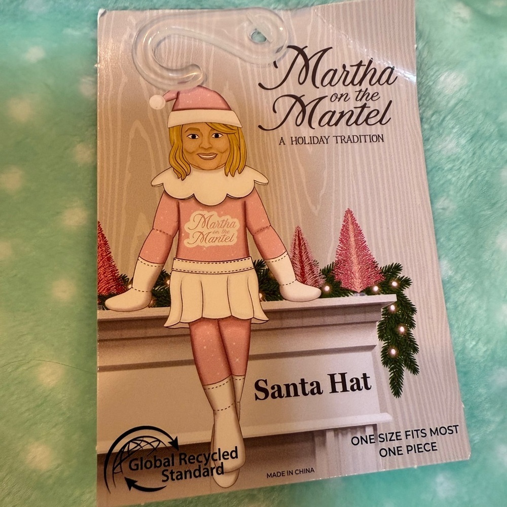 Martha on the Mantle Mint Green Christmas Santa Hat with White Trim Brand New - Picture 3 of 8
